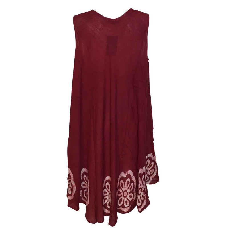 Robe Rajlani Sans Manches Uni Bordeaux Batik Blanc BT-1980