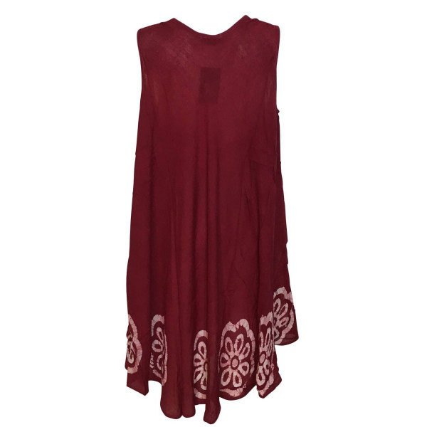 Robe Rajlani Sans Manches Uni Bordeaux Batik Blanc BT-1980