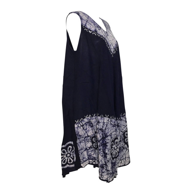 Robe Rajlani Sans Manches Uni Marine Batik Blanc BT-1980