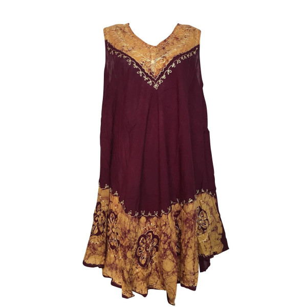 Robe Grande Taille Rajlani Uni Bordeaux Batik Brique BT-1980