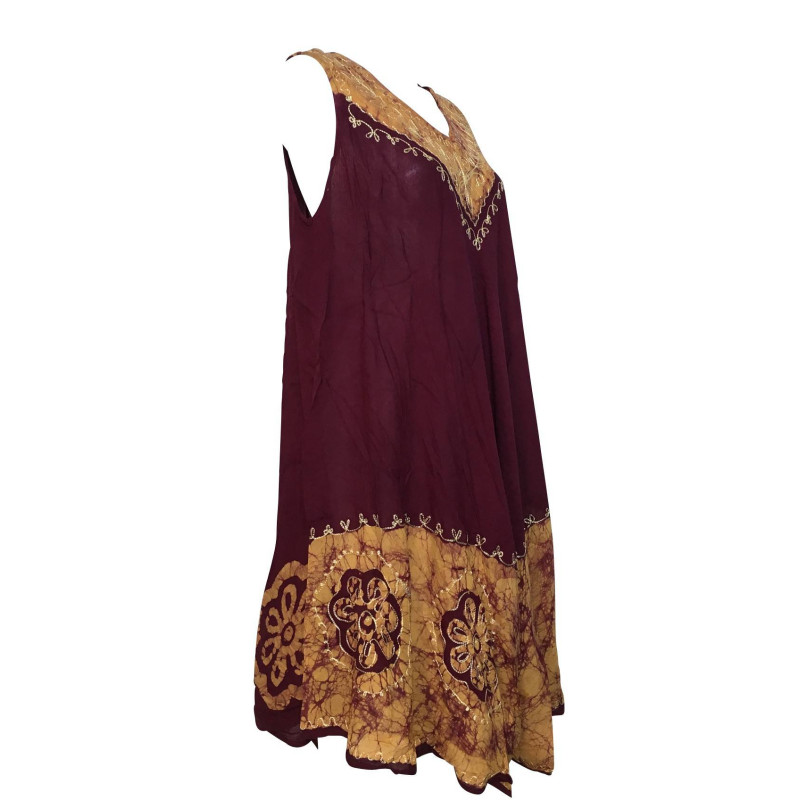 Robe Grande Taille Rajlani Uni Bordeaux Batik Brique BT-1980