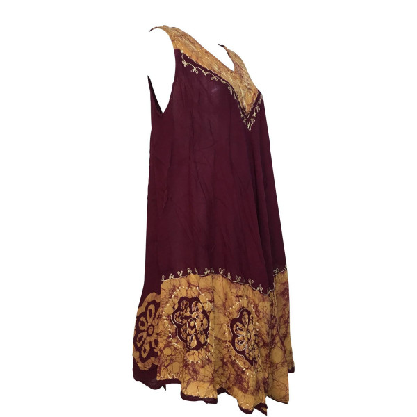 Robe Grande Taille Rajlani Uni Bordeaux Batik Brique BT-1980