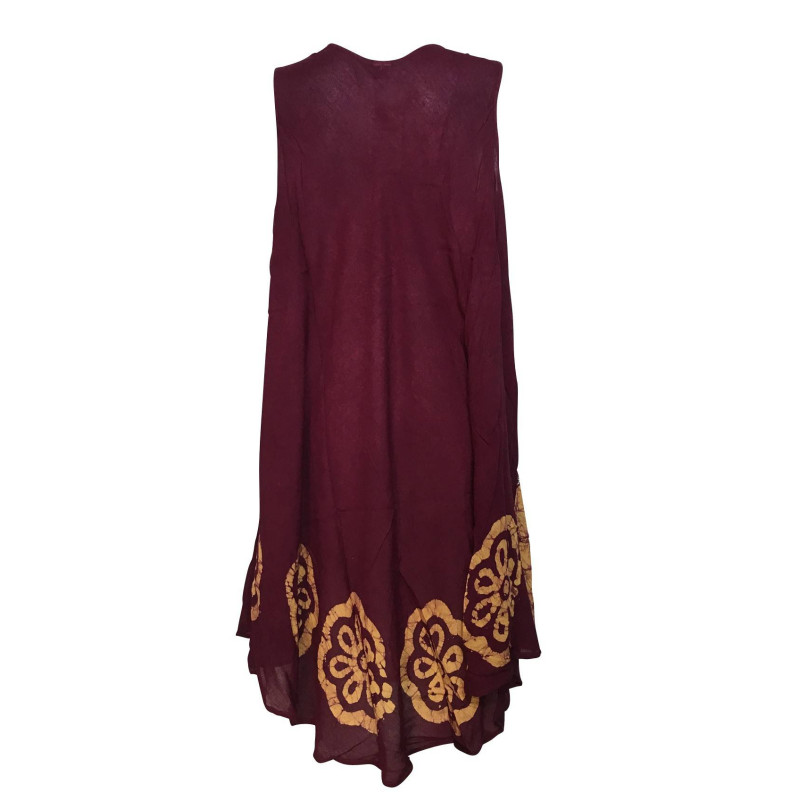 Robe Grande Taille Rajlani Uni Bordeaux Batik Brique BT-1980