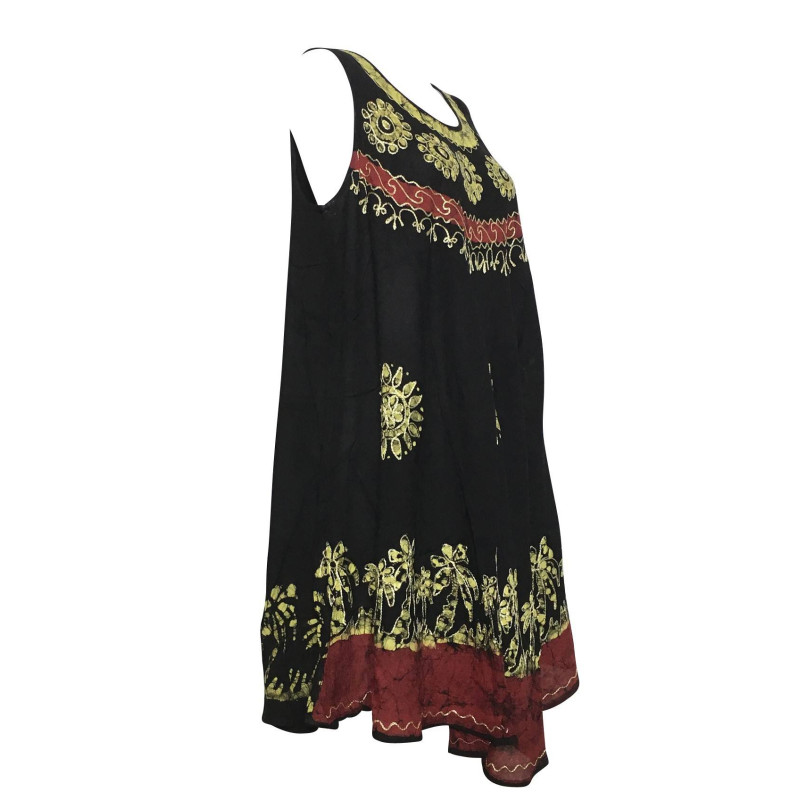 Robe Grande Taille Kotraj Noir Batik Bordeaux Ocre BT-305