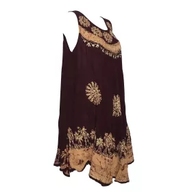 Robe Asymétrique Kotraj Bordeaux Batik Ocre BT-305