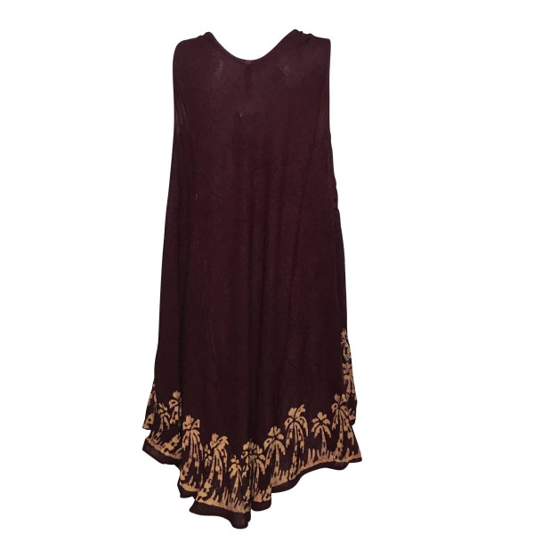 Robe Asymétrique Kotraj Bordeaux Batik Ocre BT-305