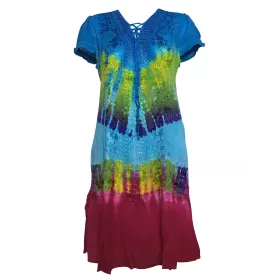 Robe Antali Tie Dye JK-39 Turquoise et Fuchsia