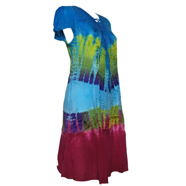 Robe Antali Tie Dye JK-39 Turquoise et Fuchsia