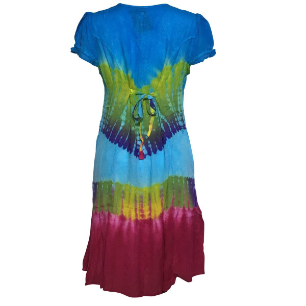 Robe Antali Tie Dye JK-39 Turquoise et Fuchsia