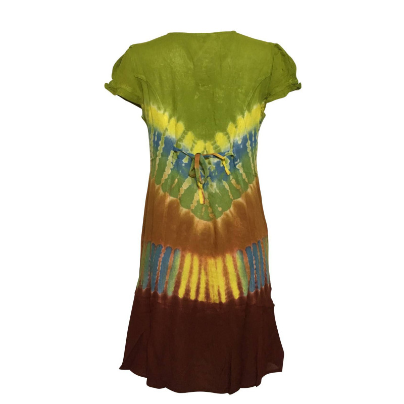 Robe Courte Antali Tie Dye JK-39 Anis et Marron