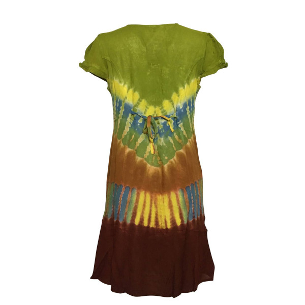 Robe Courte Antali Tie Dye JK-39 Anis et Marron