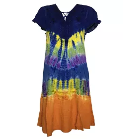 Robe Courte Antali Tie Dye JK-39 Marine et Orange