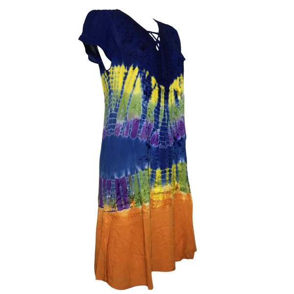 Robe Courte Antali Tie Dye JK-39 Marine et Orange