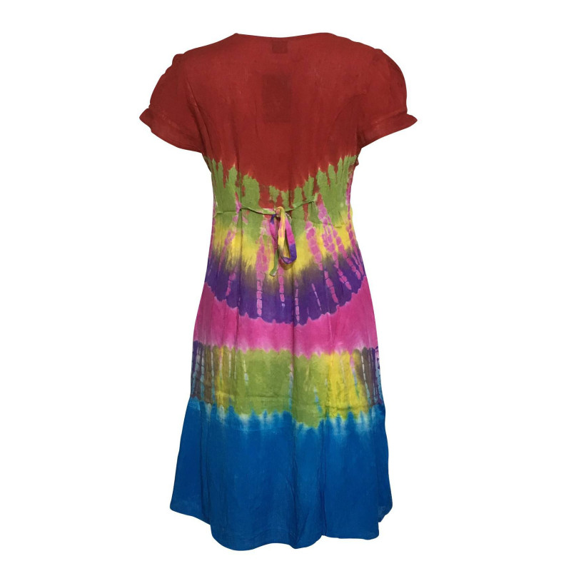 Robe Antali Tie Dye mi-manches JK-39 Rouge et Bleu