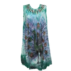 Robe Grande Taille Peacock Peint JK-424 vert Emeraude