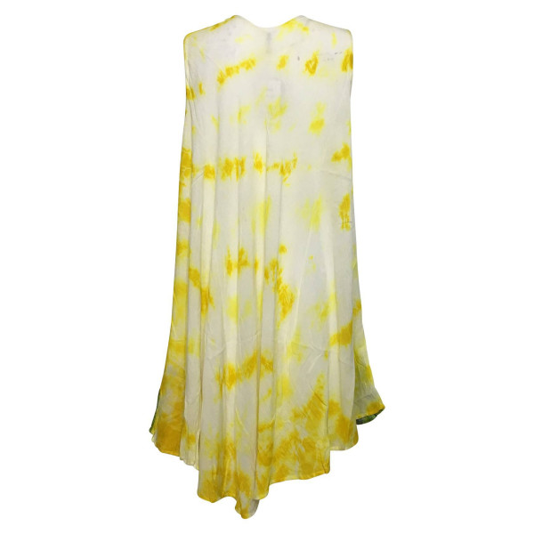 Robe Asymetrique Papillon Peint main JK-293 Jaune