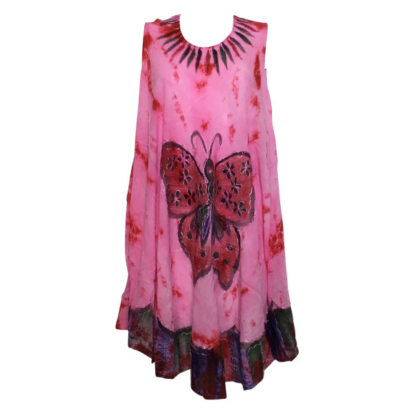 Robe Asymetrique Papillon Peint Artisanal JK-293 rouge