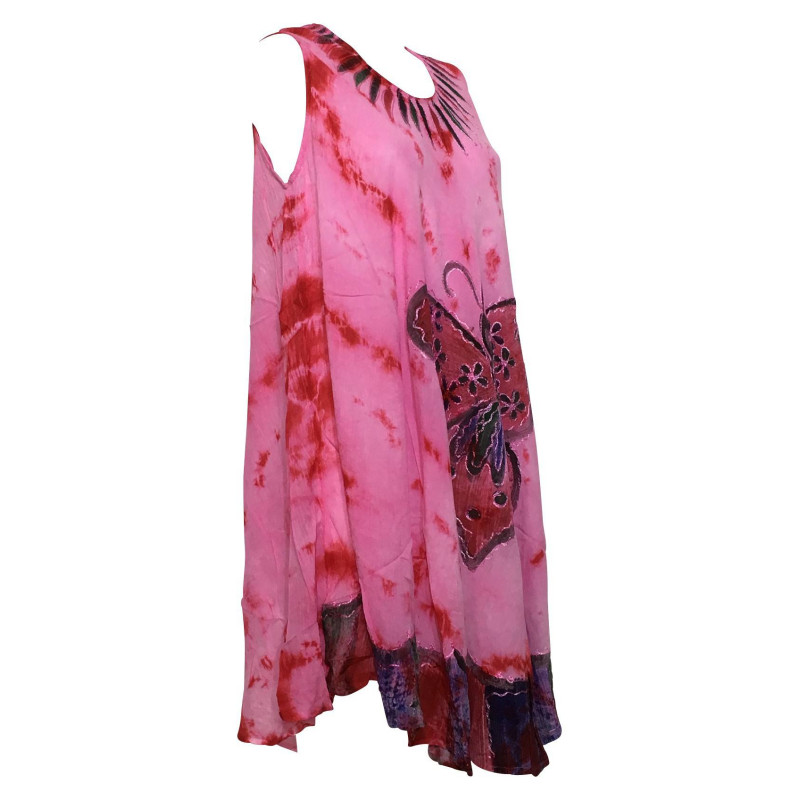 Robe Asymetrique Papillon Peint Artisanal JK-293 rouge