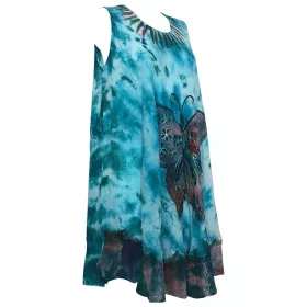 Robe Asymetrique Papillon Peint Artisanal JK-293 émeraude