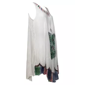 Robe Asymetrique Blanc Papillon Peint Artisanal JK-293