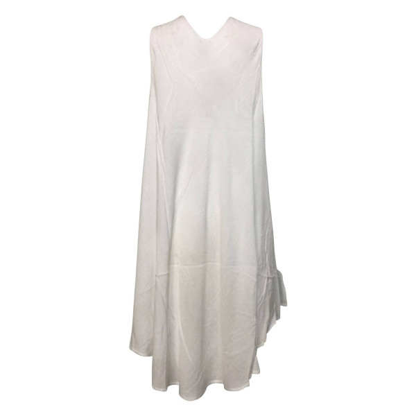 Robe Asymetrique Blanc Papillon Peint Artisanal JK-293