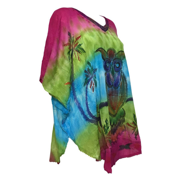 Tunique Kaftan Grande Taille Hibou JK-1986 rose vert bleu