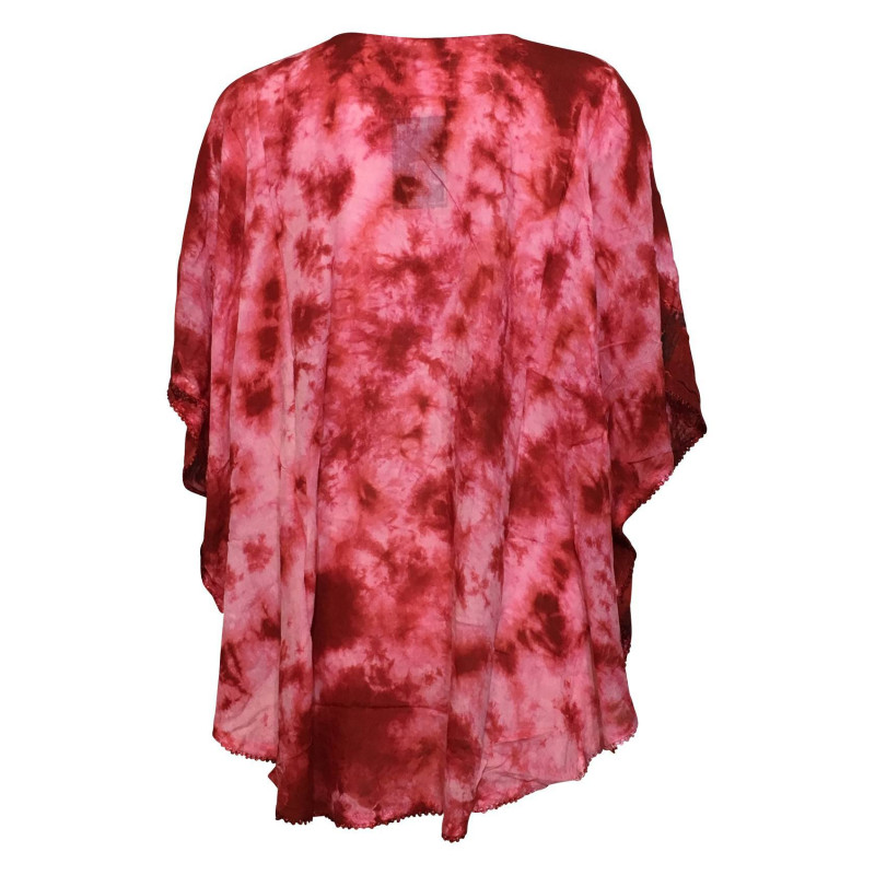 Tunique Tie Dye Kaftan Grand Papillon Peint JK-1982 rouge