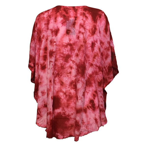 Tunique Tie Dye Kaftan Grand Papillon Peint JK-1982 rouge