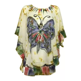 Blouse Tie Dye Kaftan Grand Papillon Peint JK-1982 moutarde