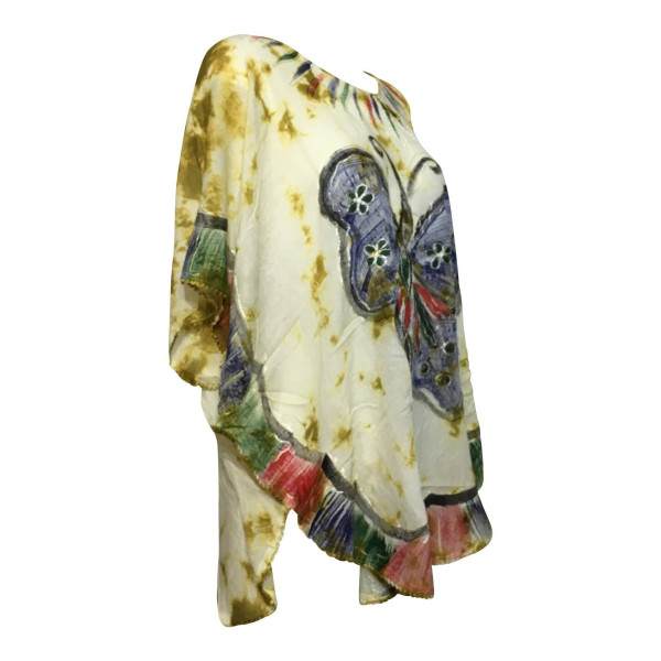 Blouse Tie Dye Kaftan Grand Papillon Peint JK-1982 moutarde