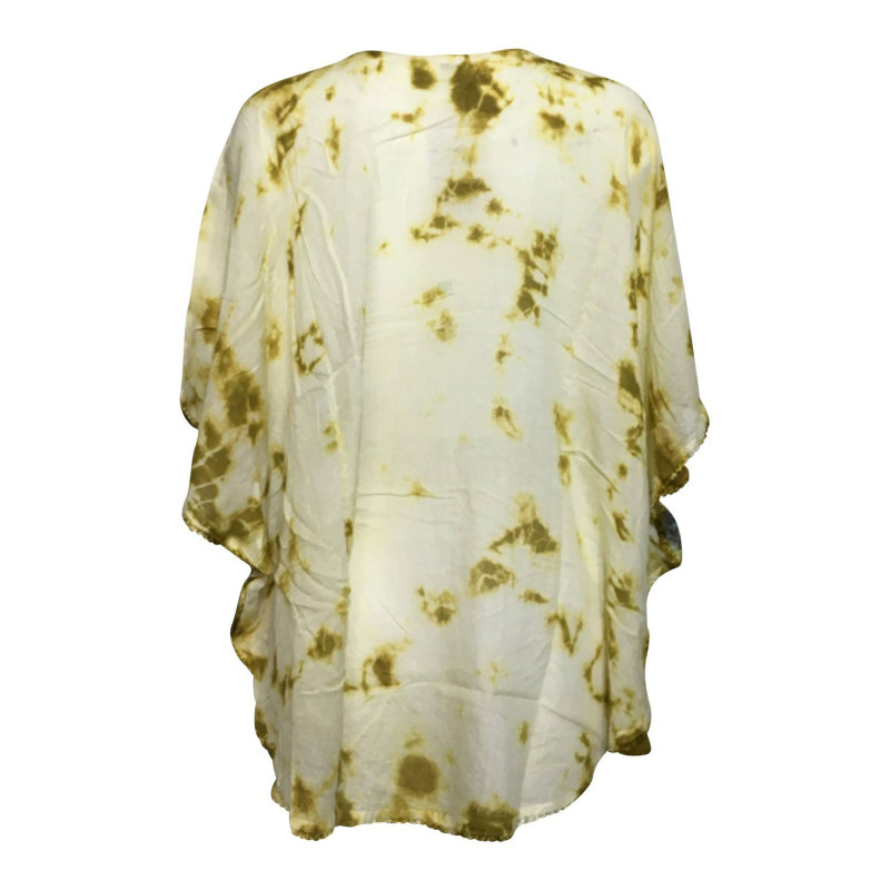 Blouse Tie Dye Kaftan Grand Papillon Peint JK-1982 moutarde