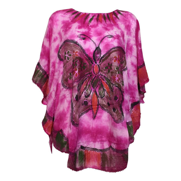 Haut Tie Dye Kaftan Grand Papillon Peint JK-1982 rose