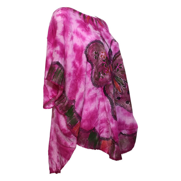 Haut Tie Dye Kaftan Grand Papillon Peint JK-1982 rose