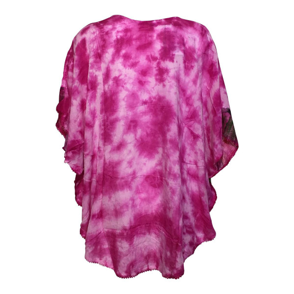 Haut Tie Dye Kaftan Grand Papillon Peint JK-1982 rose