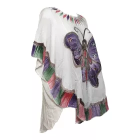 Tunique Blanche Kaftan Grand Papillon Peint JK-1982