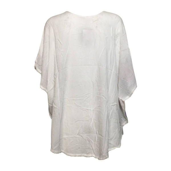 Tunique Blanche Kaftan Grand Papillon Peint JK-1982