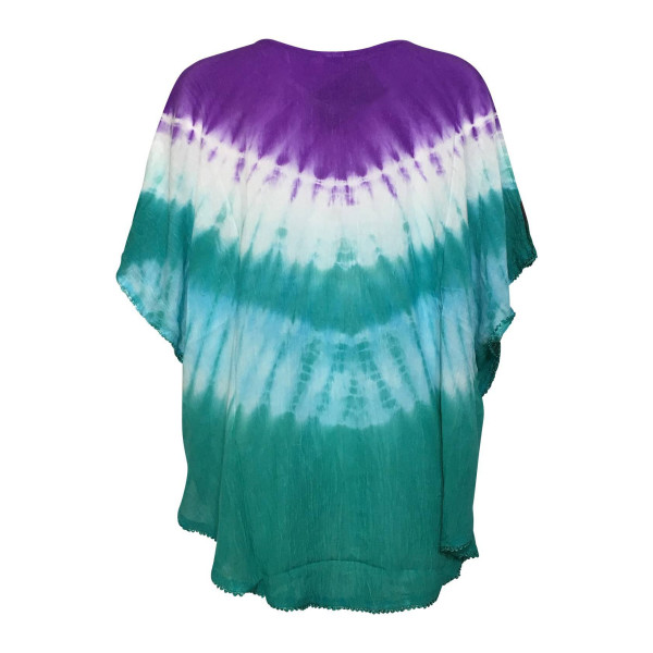 Kaftan Grande Taille Cinq Papillons JK-1972 violet blanc vert