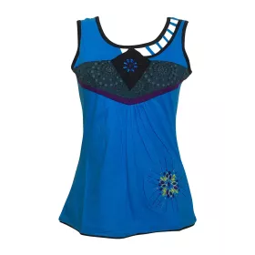 Top Sans Manches Mundi en Maille Jersey Turquoise