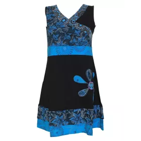 Robe Courte Malana Floral EV17-06 noir et pétrole