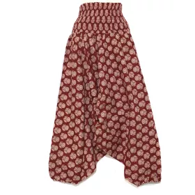 Sarouel Smocks Femme Coton Imprimé Gulaby Bordeaux