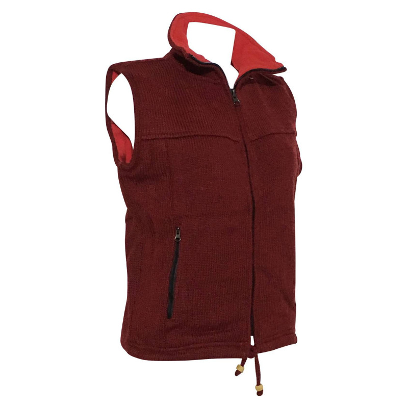 Veste Laine Sans Manches Bordeaux