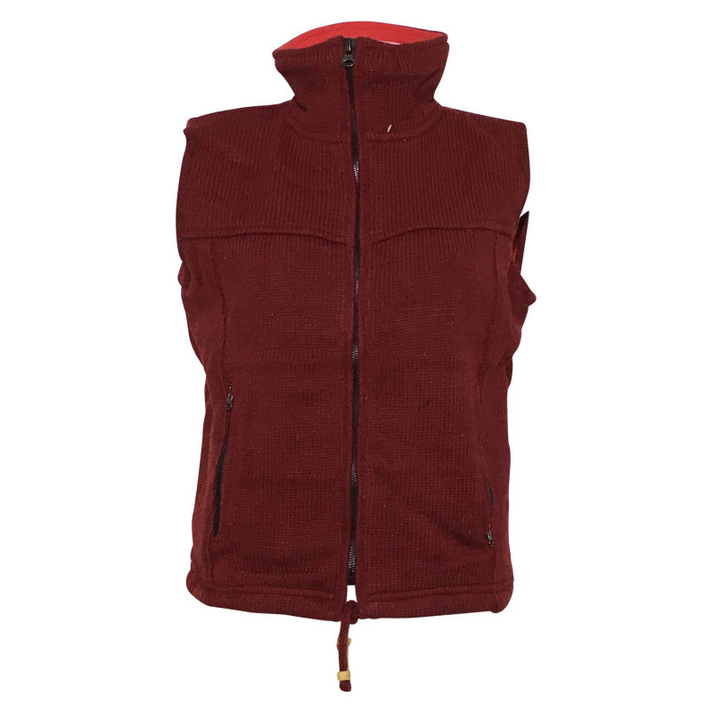 Veste Laine Sans Manches Bordeaux