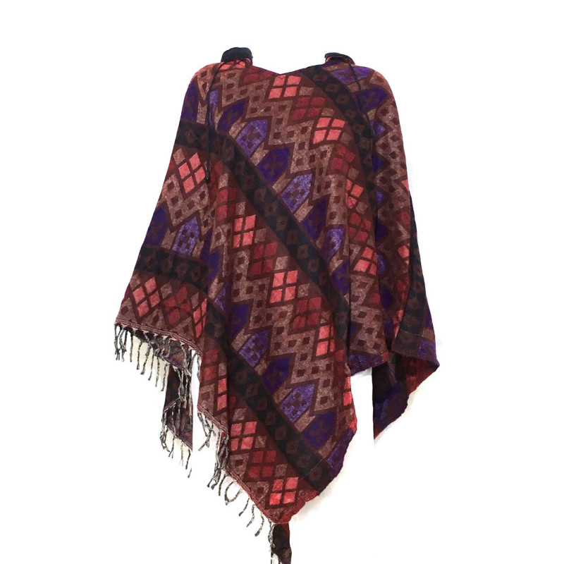 Poncho Cardigan Jacquard Taille Ample
