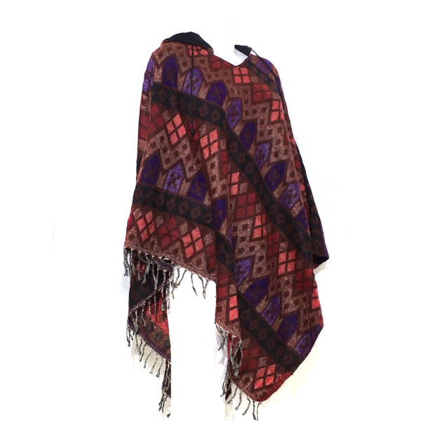 Poncho Cardigan Jacquard Taille Ample