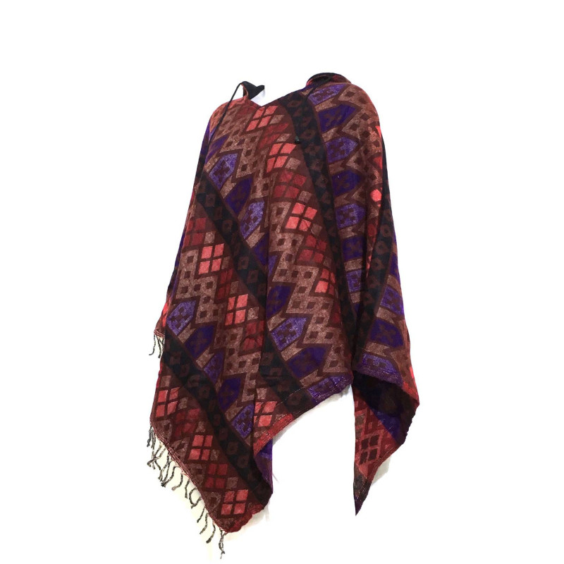 Poncho Cardigan Jacquard Taille Ample