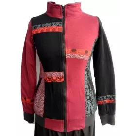 Veste Saliha Ethnique Jersey Fourré polaire Bordeaux