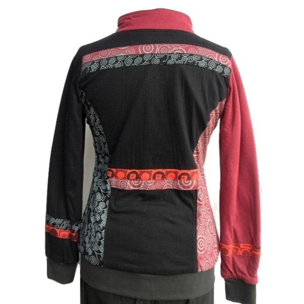 Veste Saliha Ethnique Jersey Fourré polaire Bordeaux