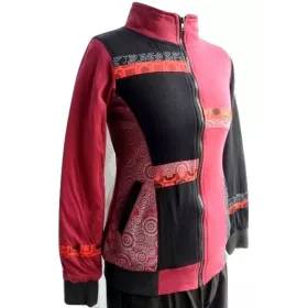Veste Saliha Ethnique Jersey Fourré polaire Bordeaux