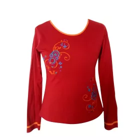 T-Shirt Jersey fines broderies Rouge