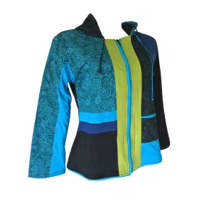 Veste Tika Mandalas Polaire et Jersey Bleu